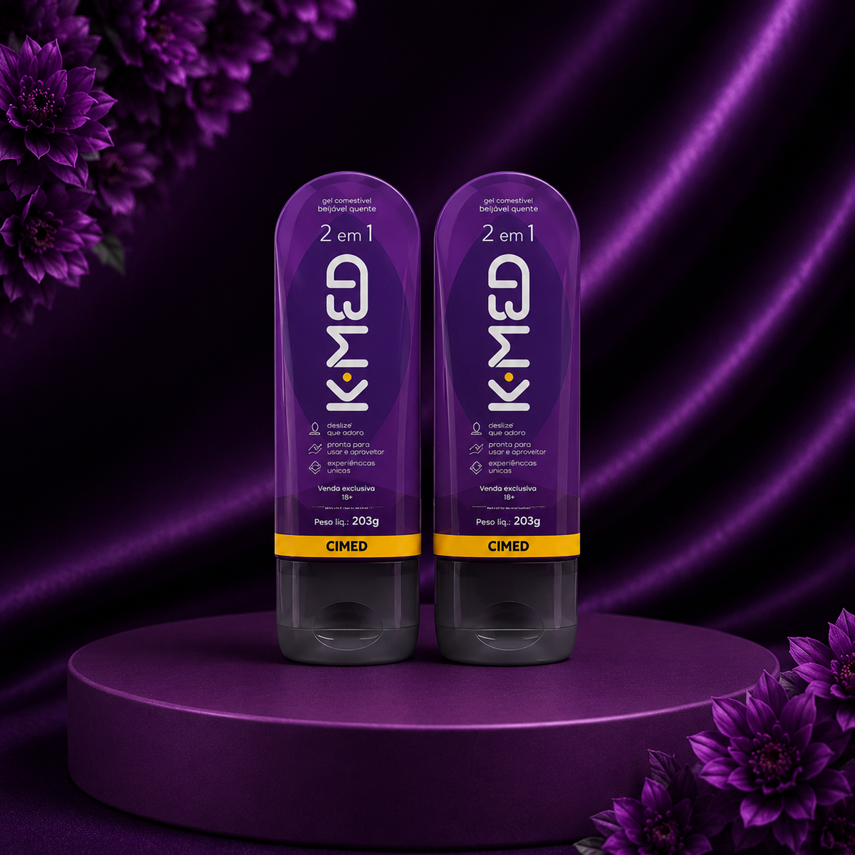Kit c/ 2 unidades Gel Lubrificante Íntimo K-med 2 Em 1 200ml